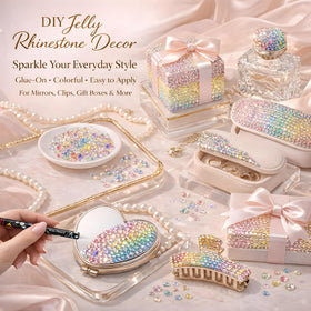 SHATANG rhinestones being applied to a tumbler showing decorative effect and finished sparkle