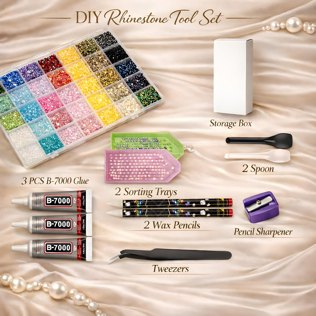 SHATANG organized array of 40 jelly rhinestone colors for clear color selection and gradients