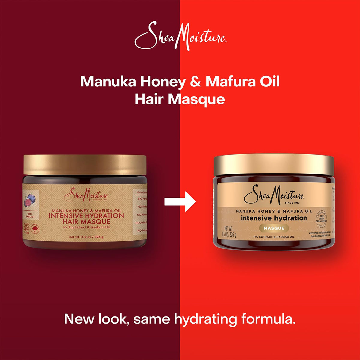 Shea Moisture before and after photos showing reduced frizz and smoother hair