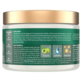 Shea Moisture pump detail highlighting easy application and controlled dosing