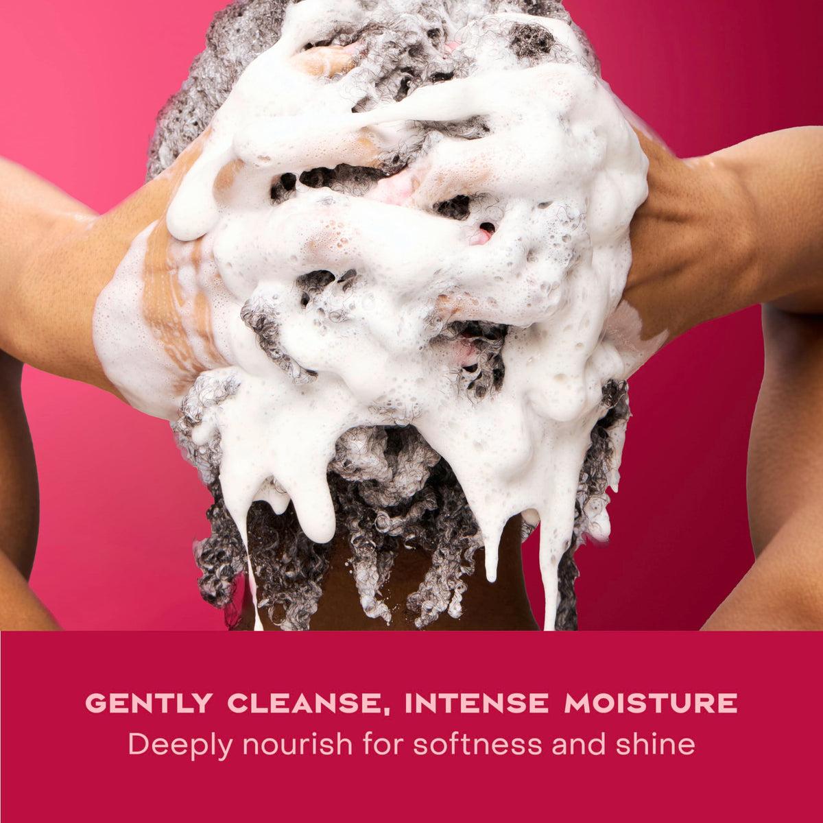 Shampoo and conditioner on bathroom shelf promoting routine pairing