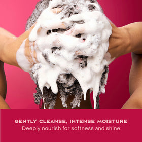 Shampoo and conditioner on bathroom shelf promoting routine pairing