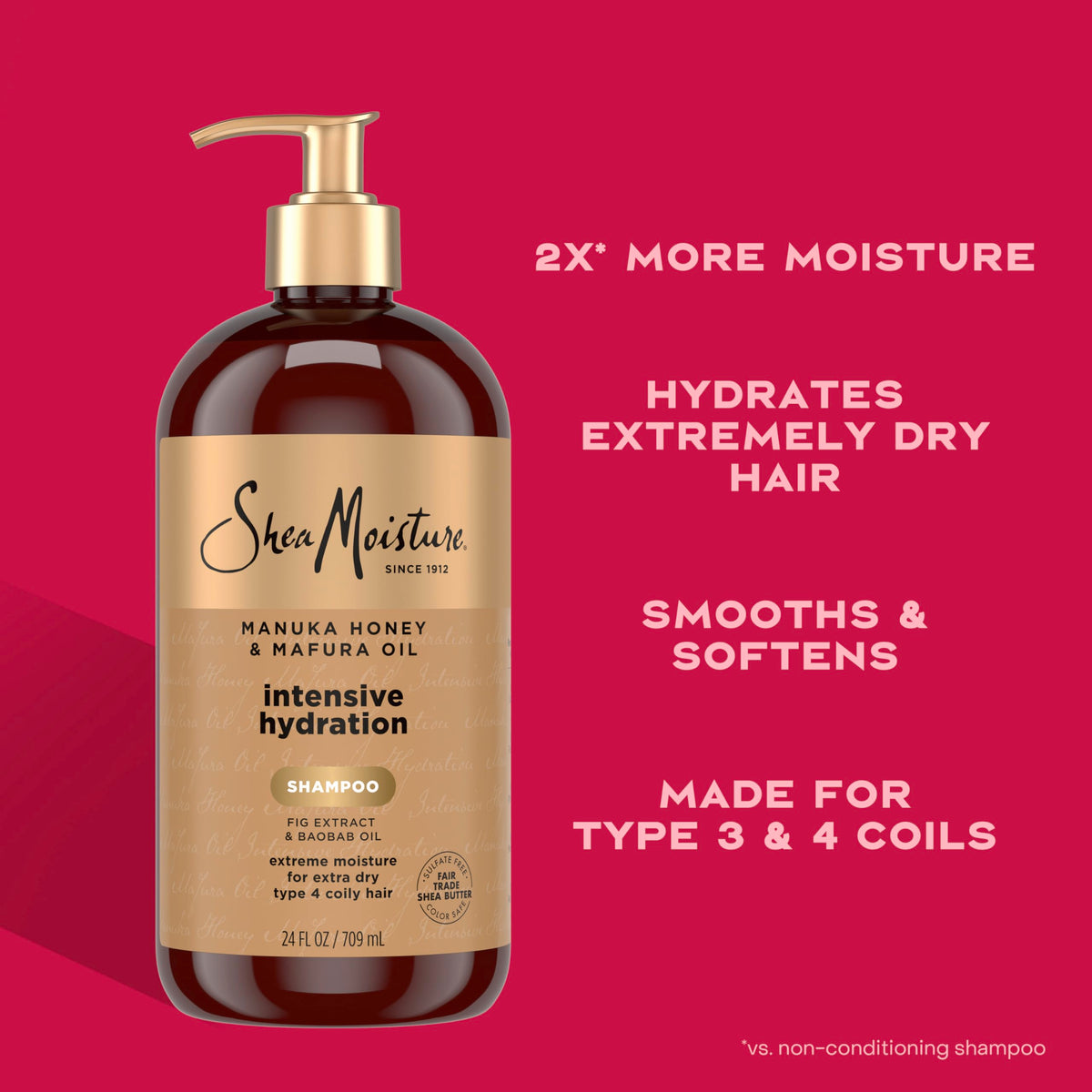 Shea Moisture close-up texture highlighting creamy, moisturizing shampoo