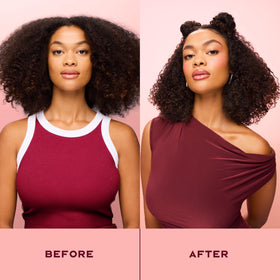 Shea Moisture bottle next to coin for 3.3 fl oz size reference