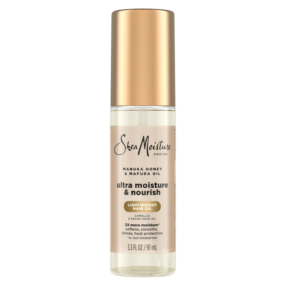 Shea Moisture front packaging showing Manuka Honey and Mafura Oil benefits