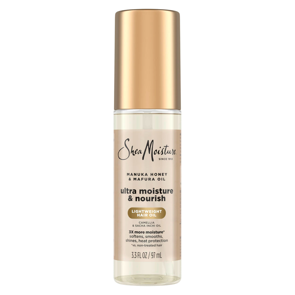 Shea Moisture front packaging showing Manuka Honey and Mafura Oil benefits