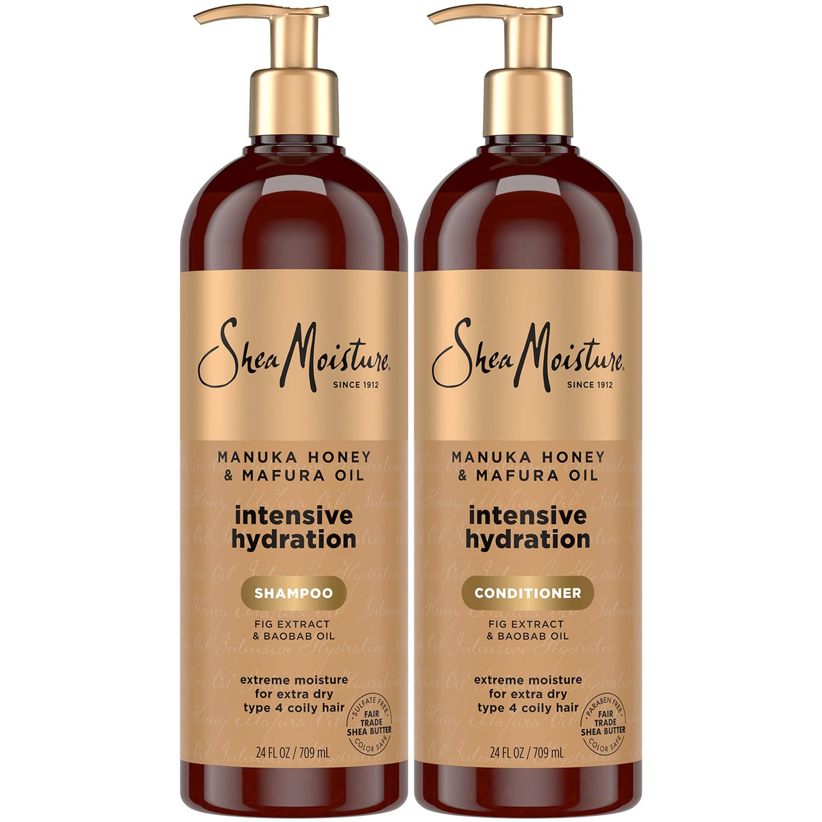 Shea Moisture front packaging showing set benefits and large bottles