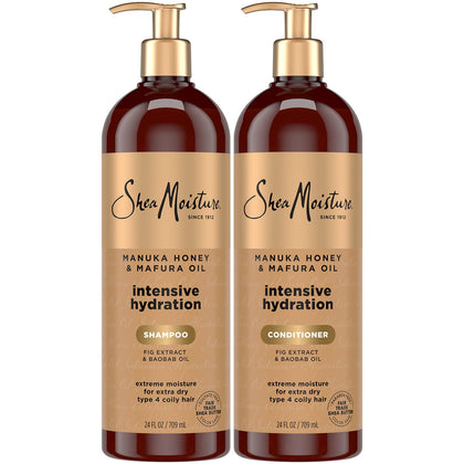 Shea Moisture front packaging showing set benefits and large bottles