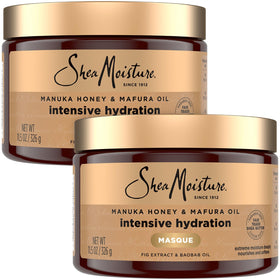 Shea Moisture front packaging showing two jars and benefits clearly