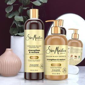 Shea Moisture in-shower lifestyle shot showing refreshing scalp care
