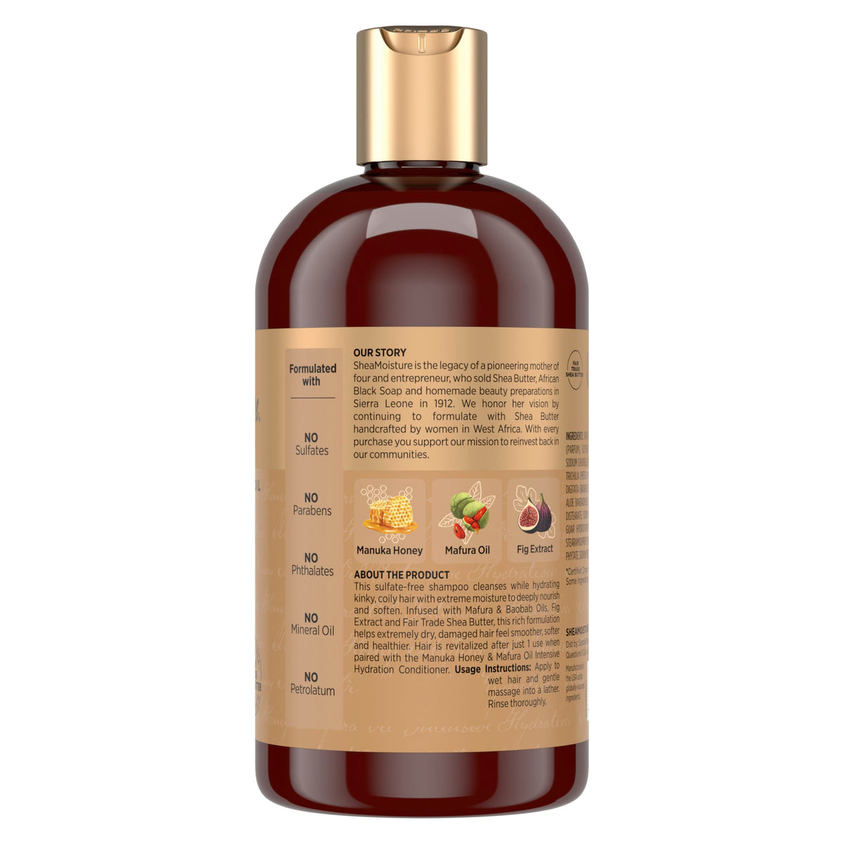 Close-up of shea butter and manuka honey ingredients energizing hair
