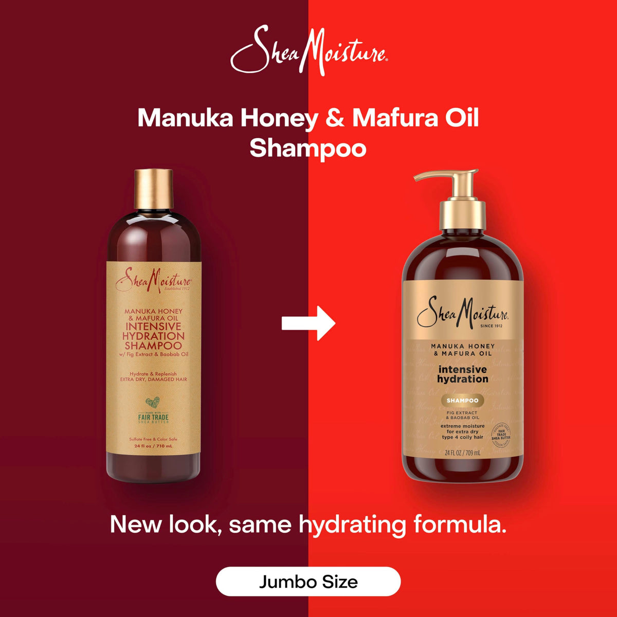 Shea Moisture ingredients display: Manuka honey, mafura, baobab oils nourish