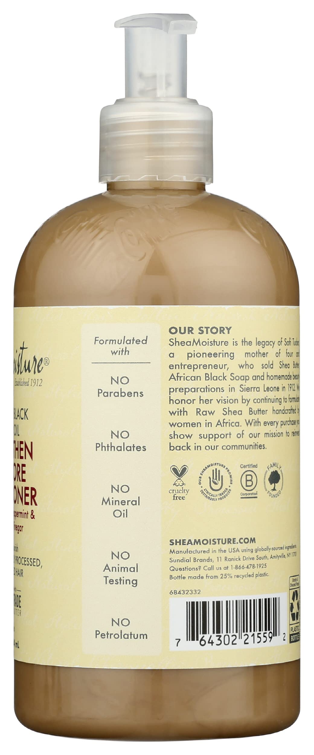 Shea Moisture ingredient display with shea butter and castor oil benefits