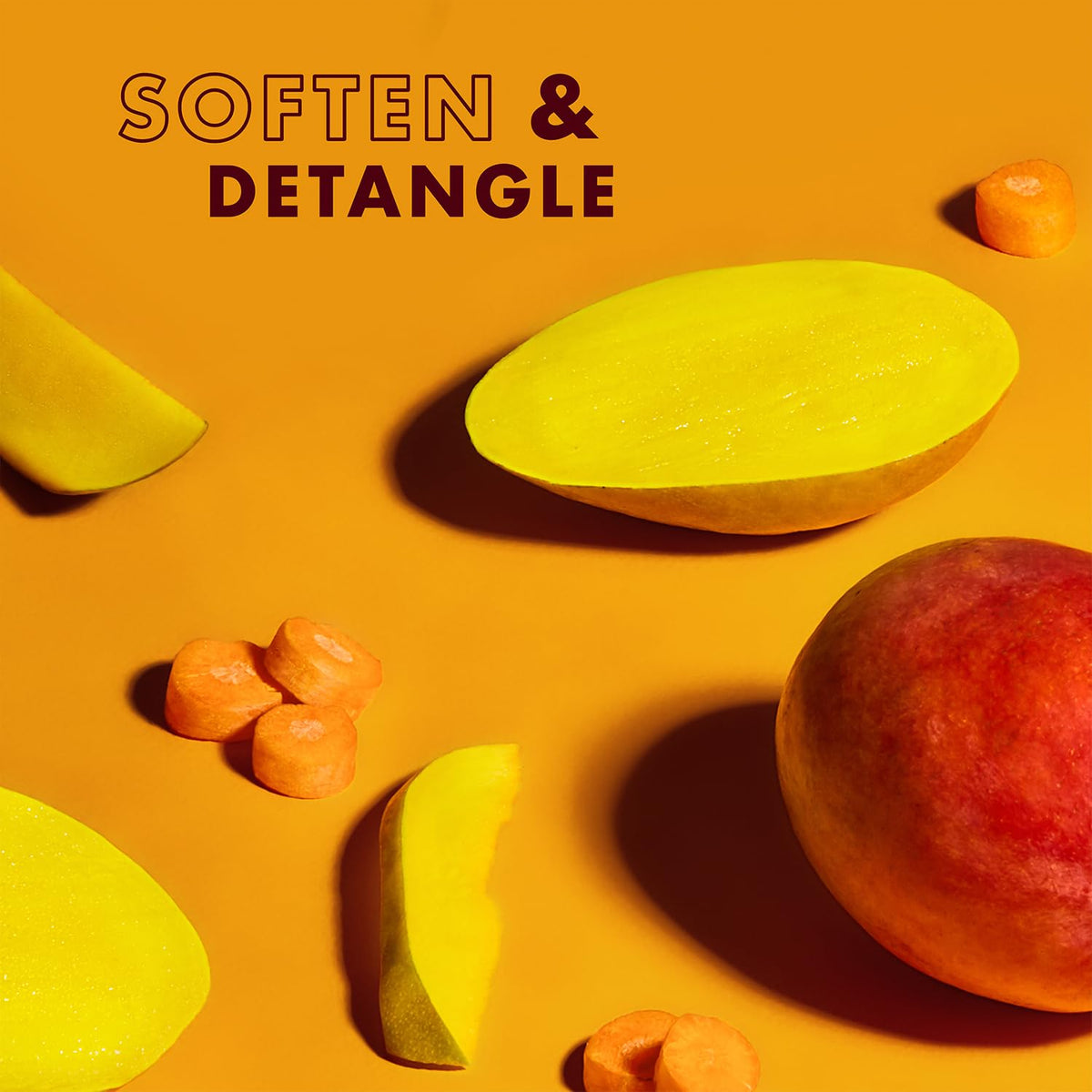 Shea Moisture mango butter ingredient close-up, provides softening hydration