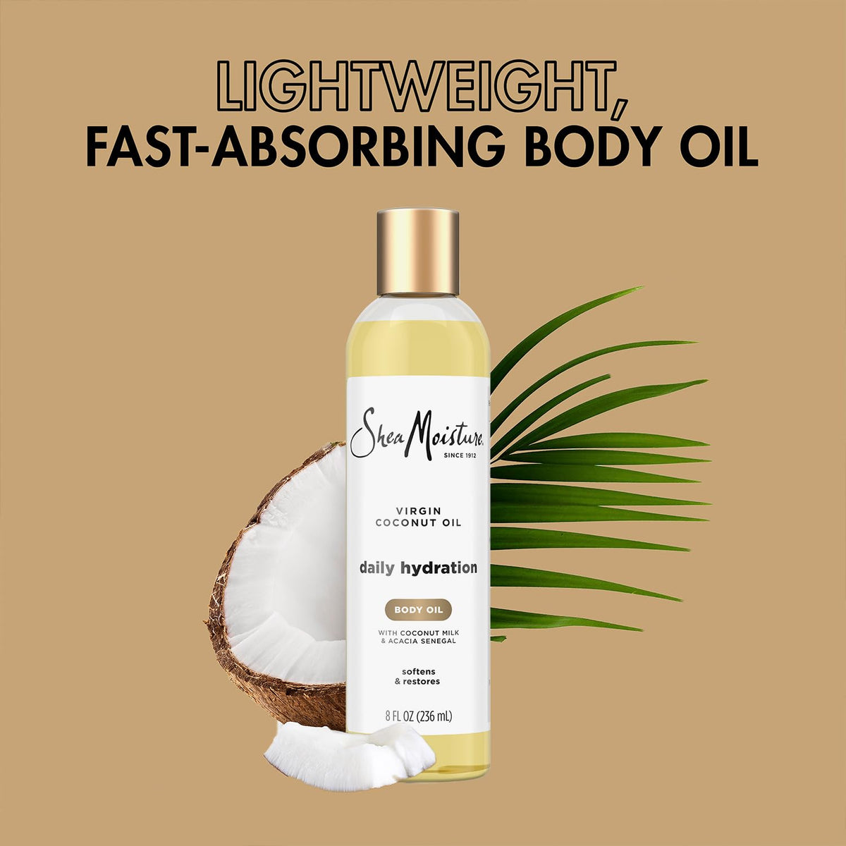 Shea Moisture ingredients flatlay with coconut and shea butter benefits