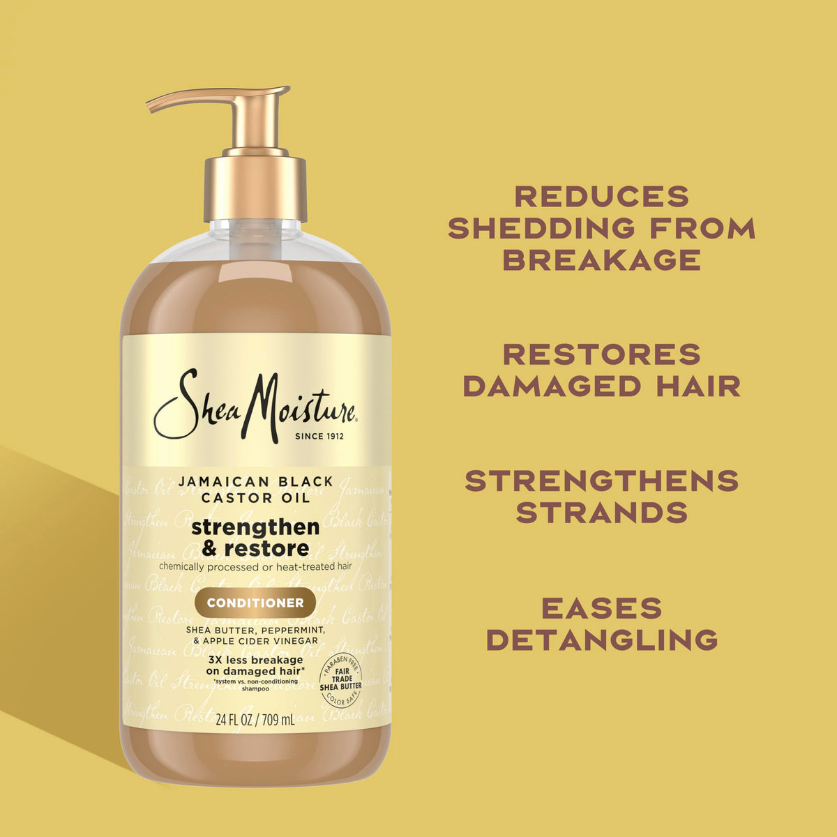 Shea Moisture label close-up highlighting key Jamaican Black Castor Oil