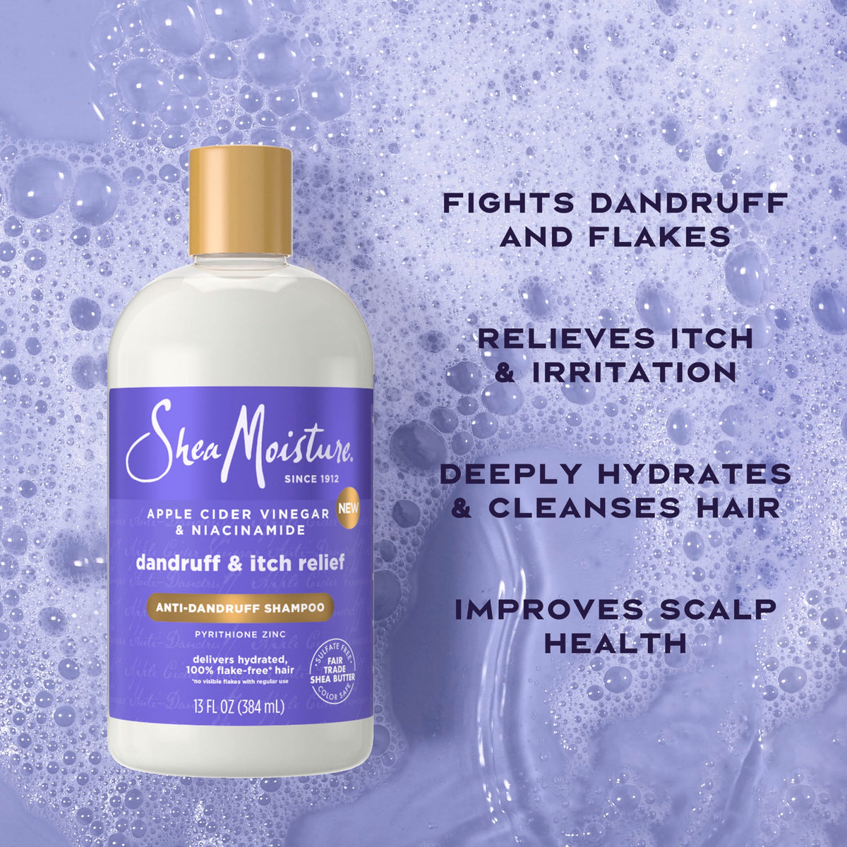 SheaMoisture shampoo lather close-up demonstrating gentle cleansing