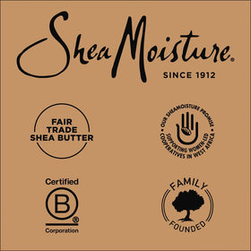 Shea Moisture set styled on a bathroom shelf for everyday routine