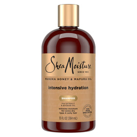 Shea Moisture bottle front view showing packaging and brand benefit