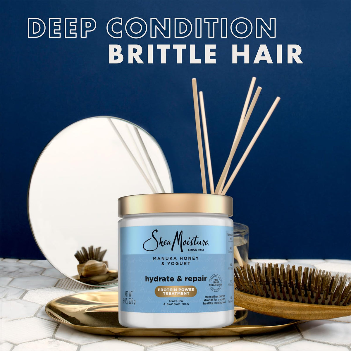 Shea Moisture before and after hair result showing reduced breakage
