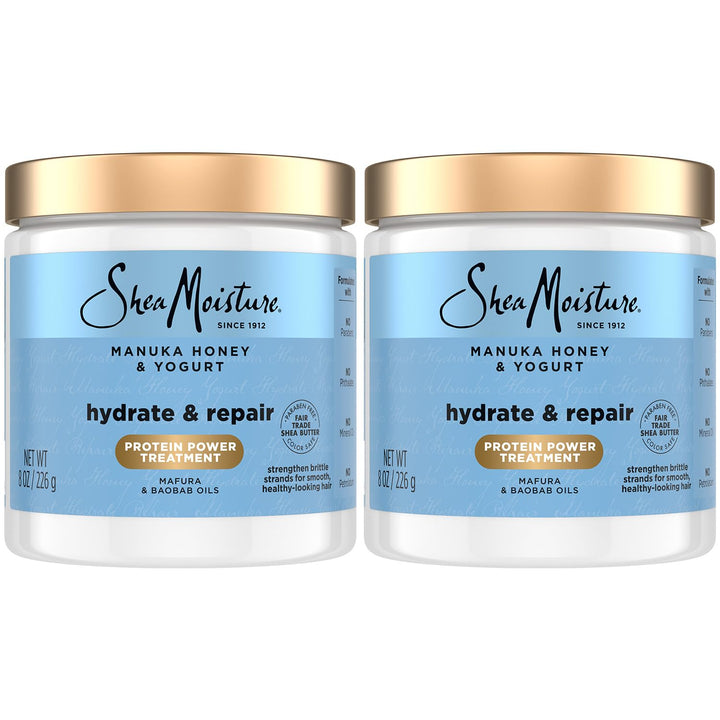 Shea Moisture front packaging showing two jars and hydrating benefits