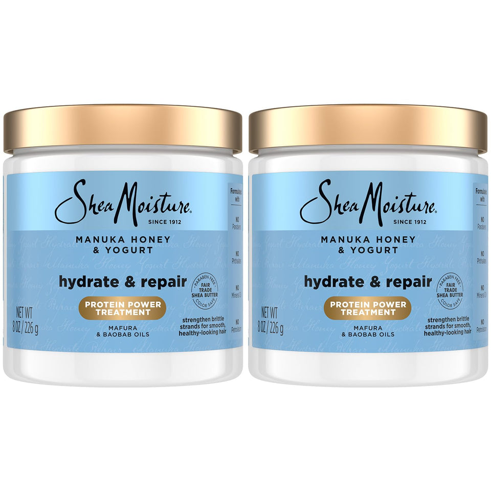 Shea Moisture front packaging showing two jars and hydrating benefits