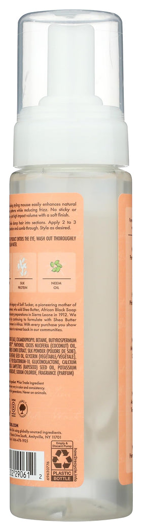 Shea Moisture mousse foam texture demonstrating lightweight hold