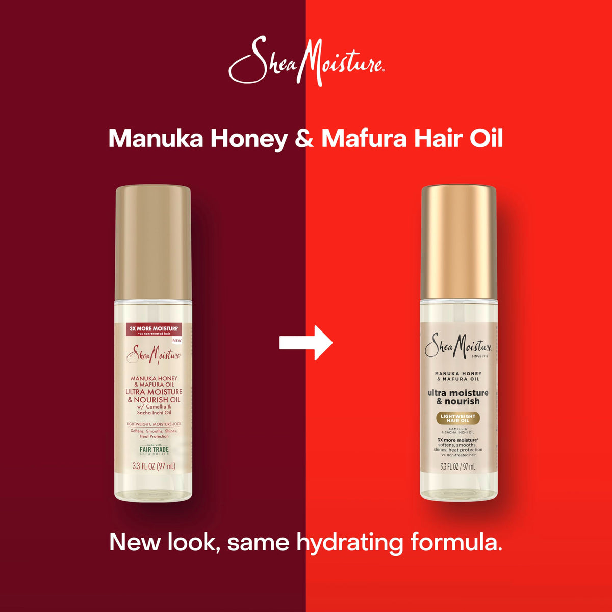 Shea Moisture ingredient flatlay with oils and honey highlighting nourishment