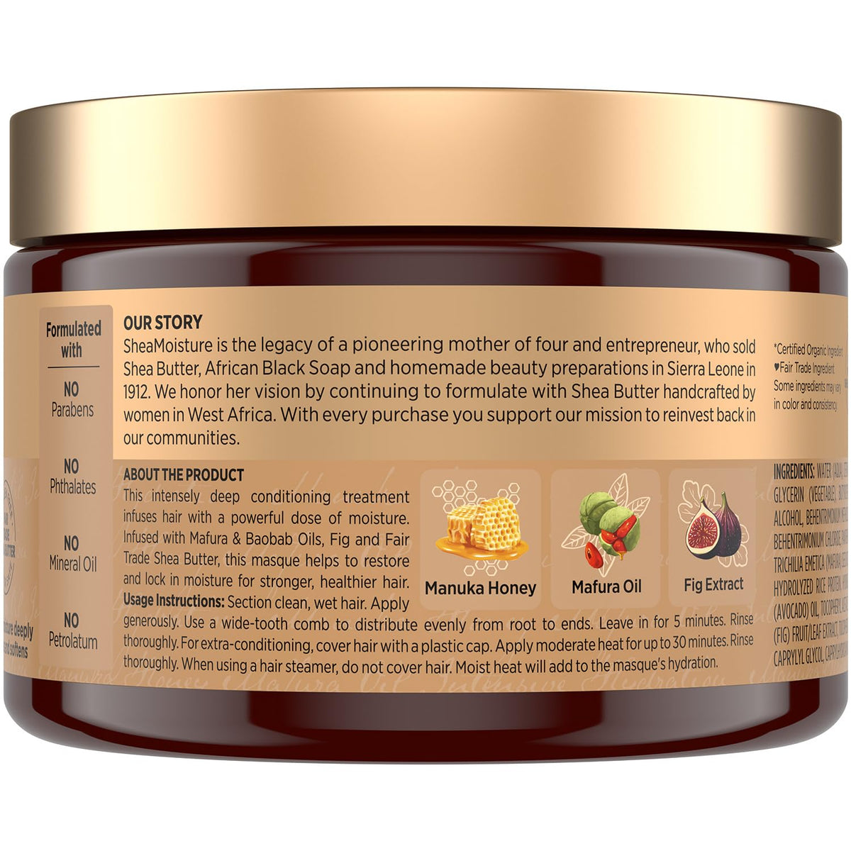 Shea Moisture open jar close-up showing thick creamy texture for deep hydration