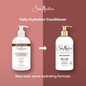 Shea Moisture pouring conditioner onto hand for easy application and slip