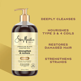Shea Moisture pouring into hand showing texture and easy-to-rinse formula