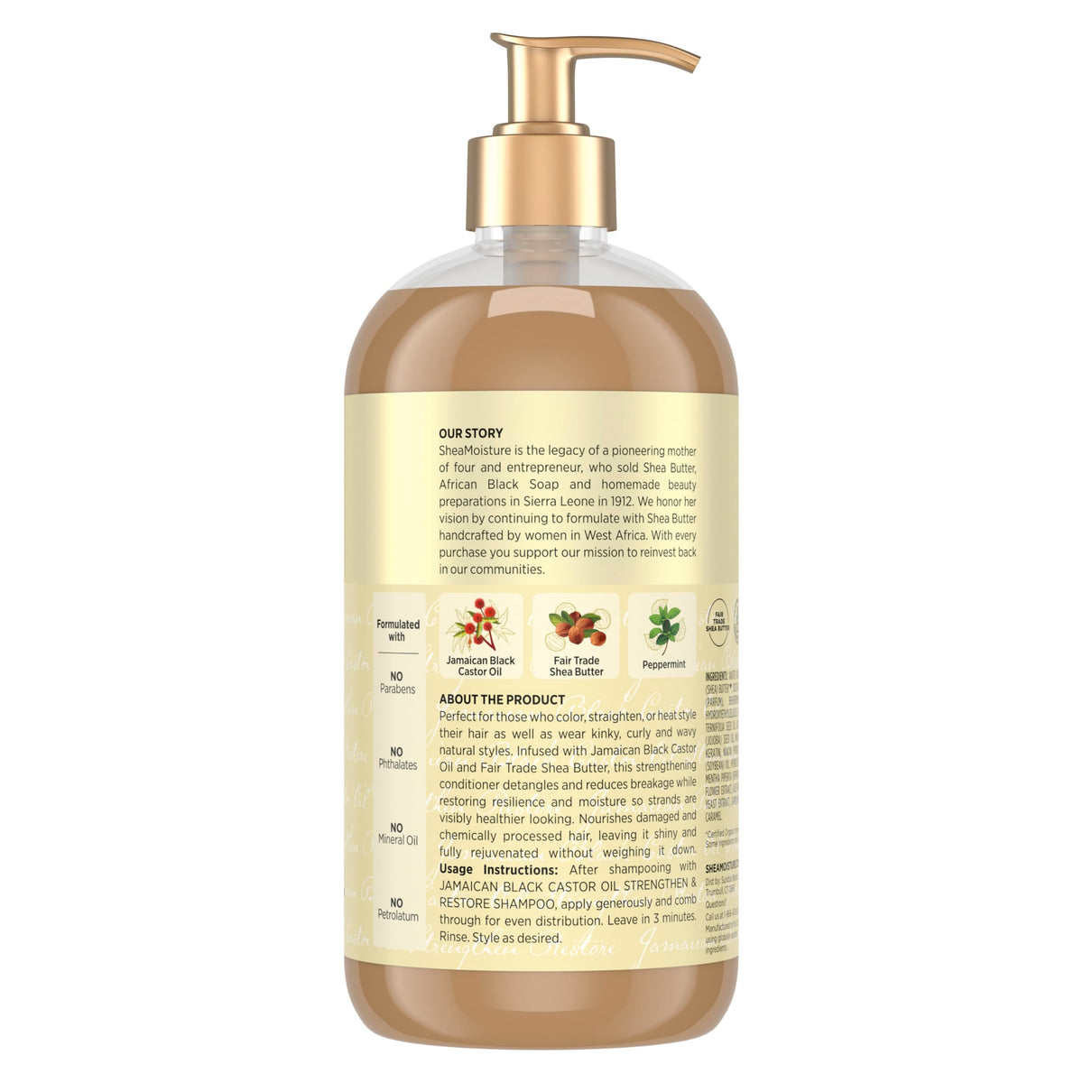 Shea Moisture pump top close-up for easy dispensing benefit