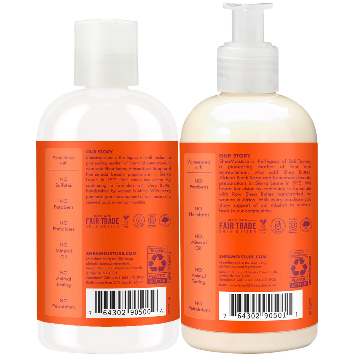 Shea Moisture shampoo label close-up highlighting natural ingredients and mild formula