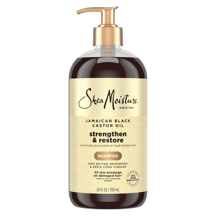 Shea Moisture front bottle showing product and label, clear benefit for clarity