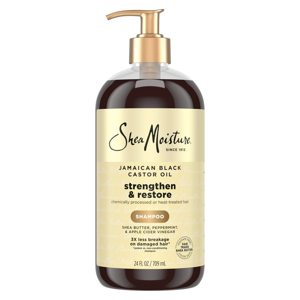 Shea Moisture front bottle showing product and label, clear benefit for clarity