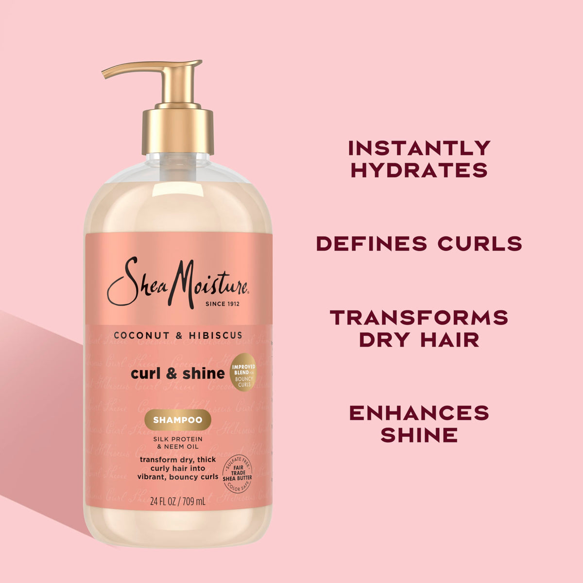 Shea Moisture shampoo poured on hand showing smooth texture and hydration