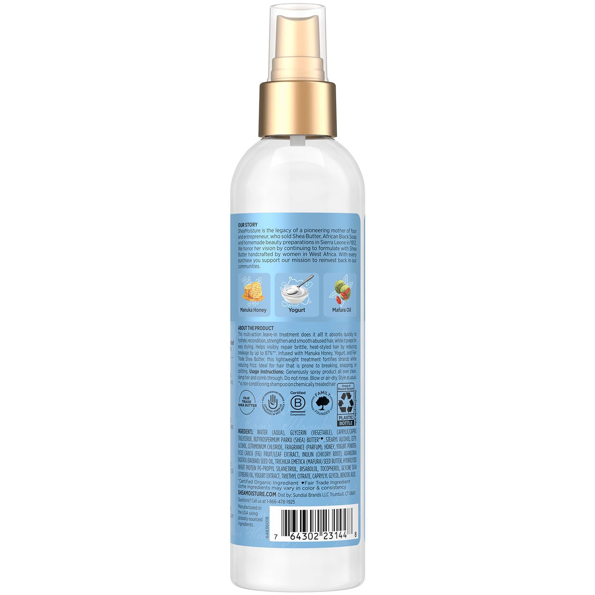 Shea Moisture spray nozzle detail demonstrating easy, even application