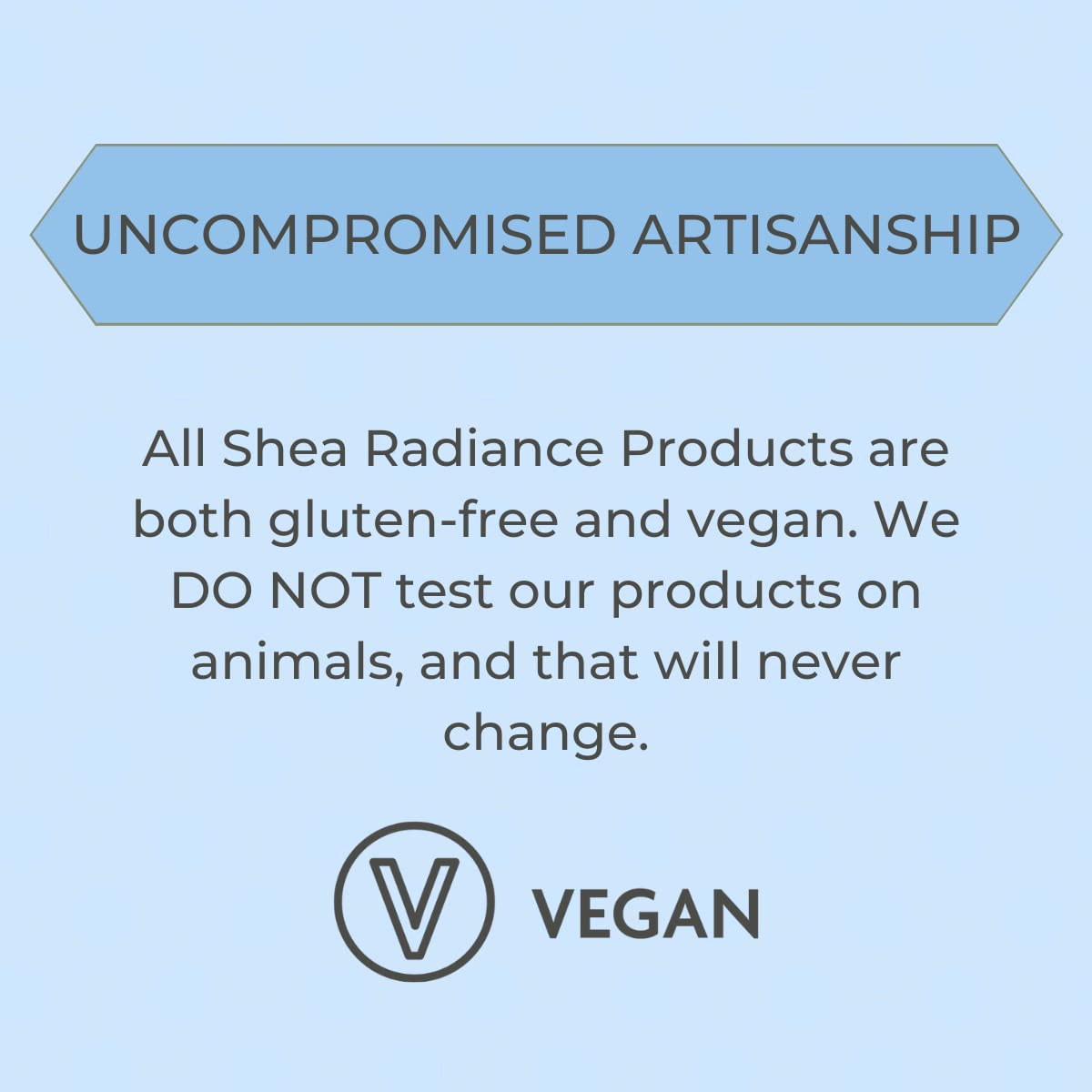 Shea Radiance label close-up highlighting natural, paraben-free ingredient list