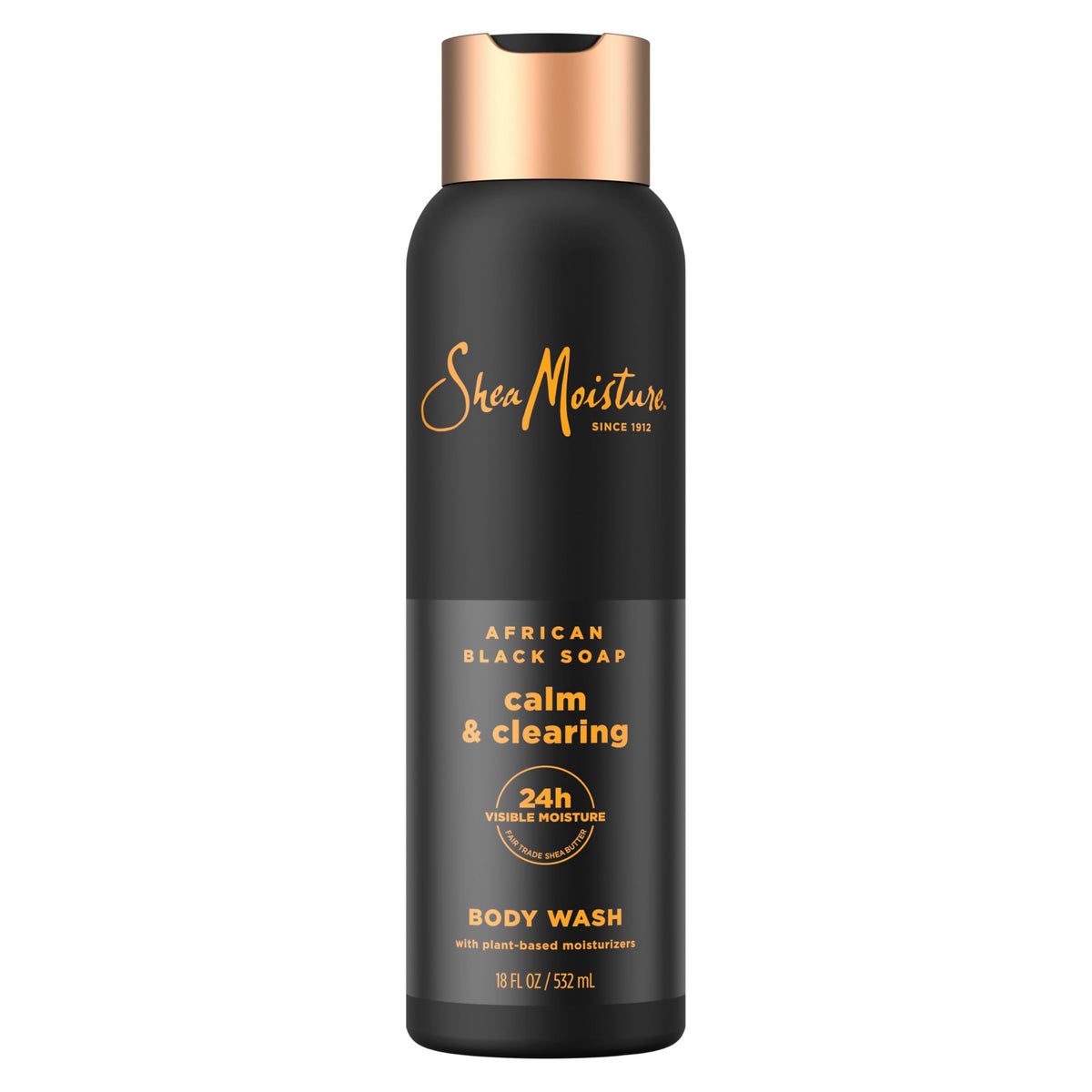 SheaMoisture African Black Soap bottle front view showing volume and packaging benefit