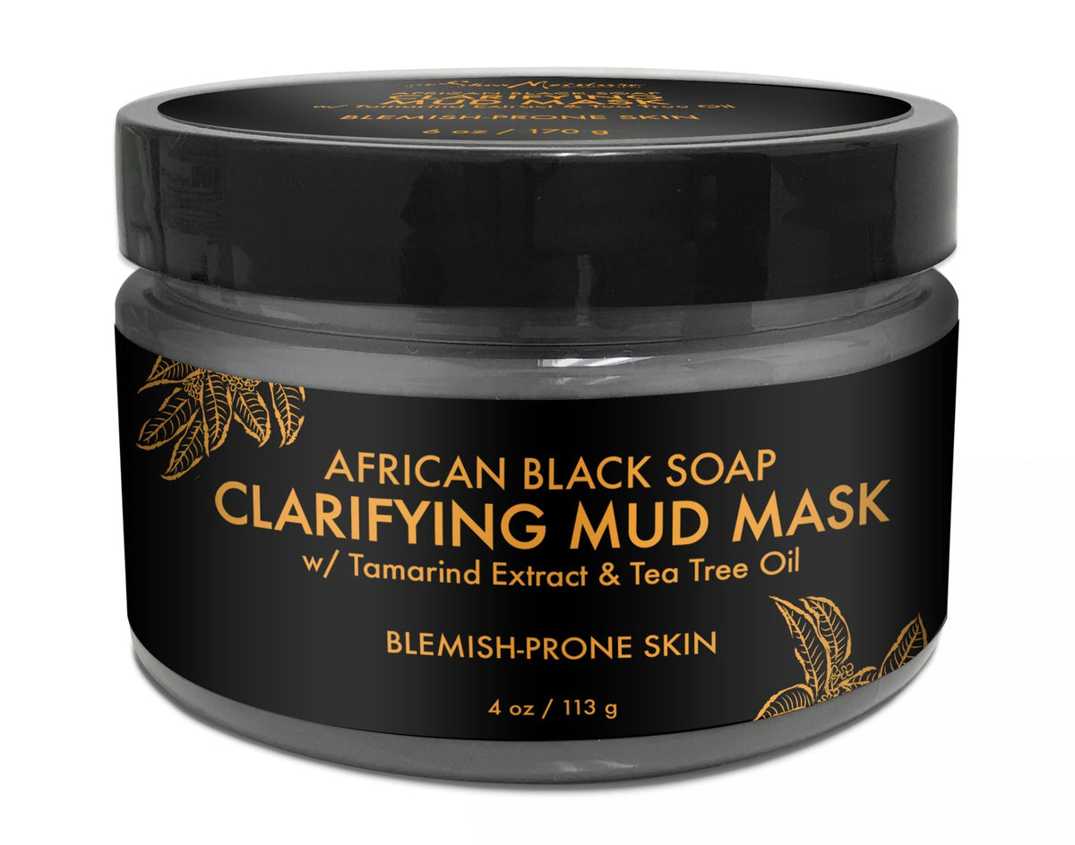 SheaMoisture front packaging showing jar and label, clarifies skin