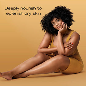 SheaMoisture applying lotion to arm demonstrating immediate hydration and smoothing benefit