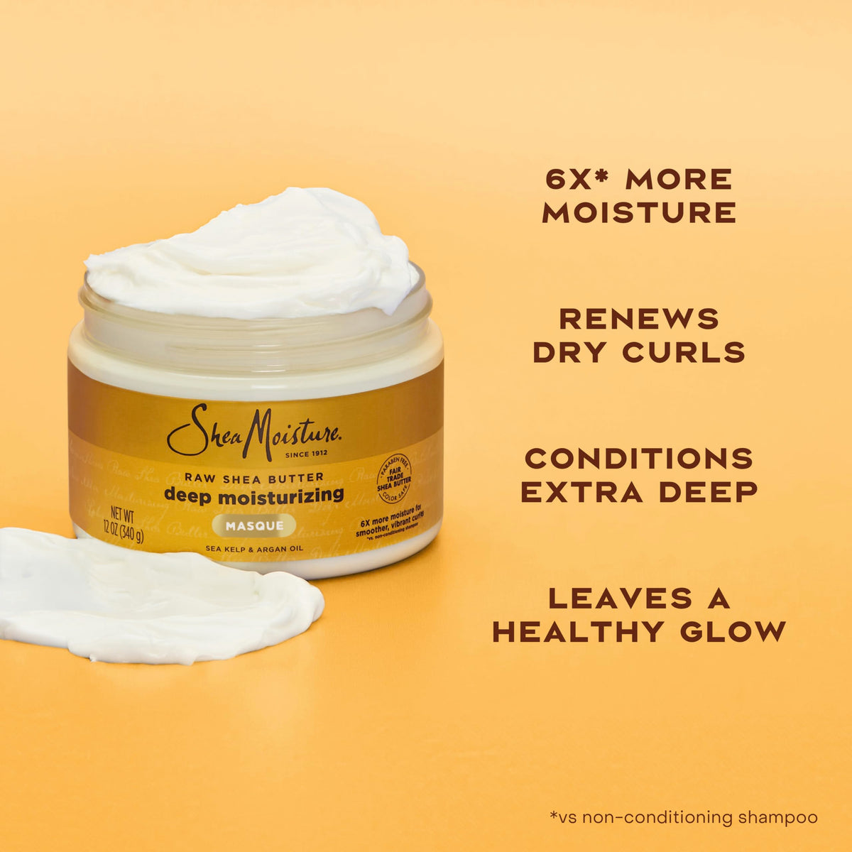 SheaMoisture applying masque to curly hair demonstrating moisture delivery