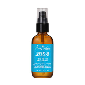 SheaMoisture front packaging of argan oil showing bottle and label benefit