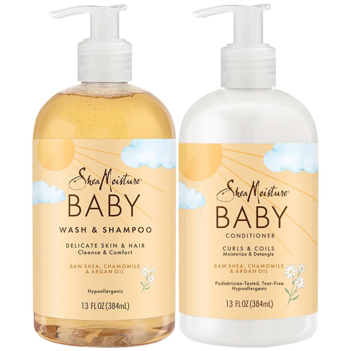 SheaMoisture baby set front packaging showing bottles and benefits
