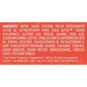 SheaMoisture back label with ingredient list and clean-beauty claims