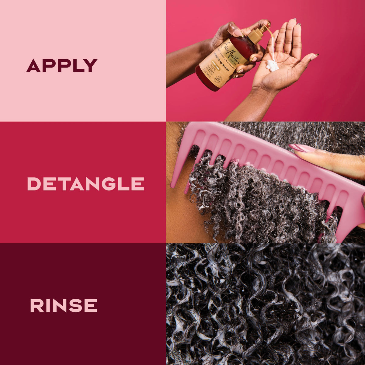 SheaMoisture before and after on curly hair demonstrating added softness