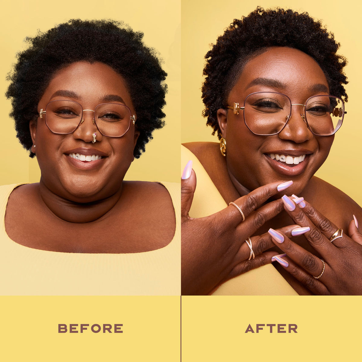 Shea Moisture side-by-side before and after illustrating frizz control
