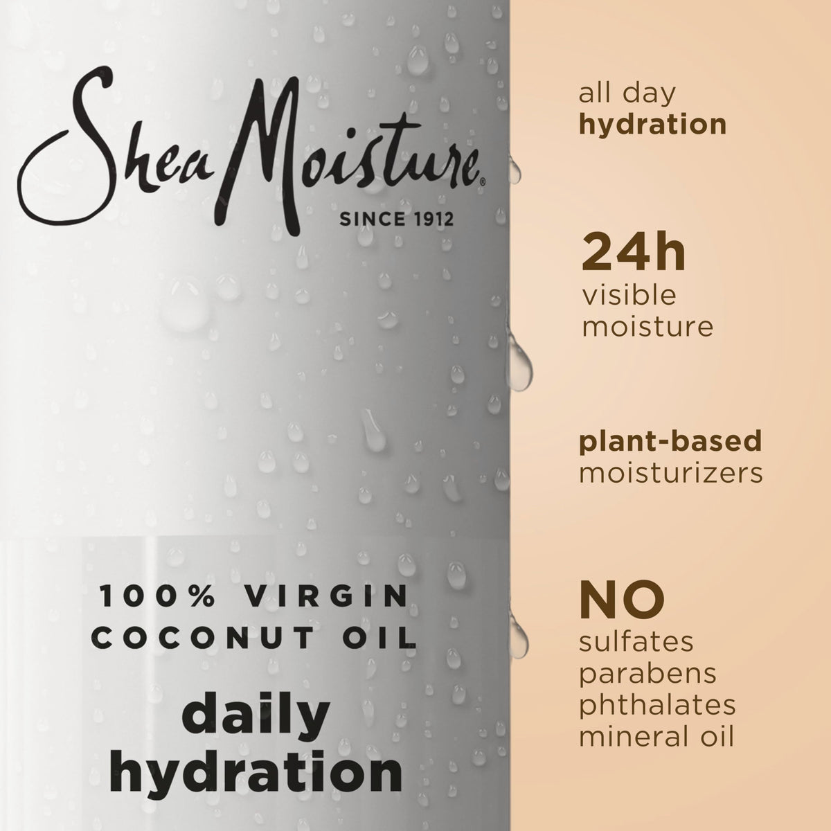 SheaMoisture dispenser releasing lather to show gentle cleansing benefit