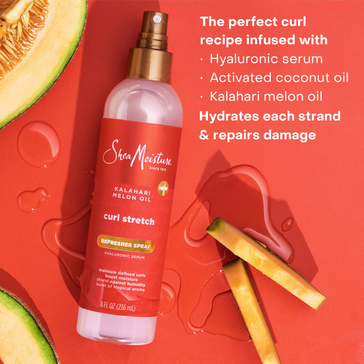 SheaMoisture bottle in hand showing 8 fl oz scale for portability