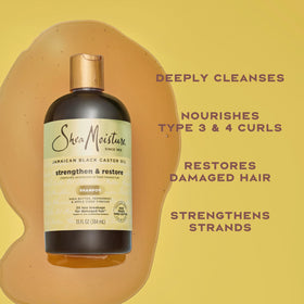 SheaMoisture bottle in hand for scale and easy dispensing